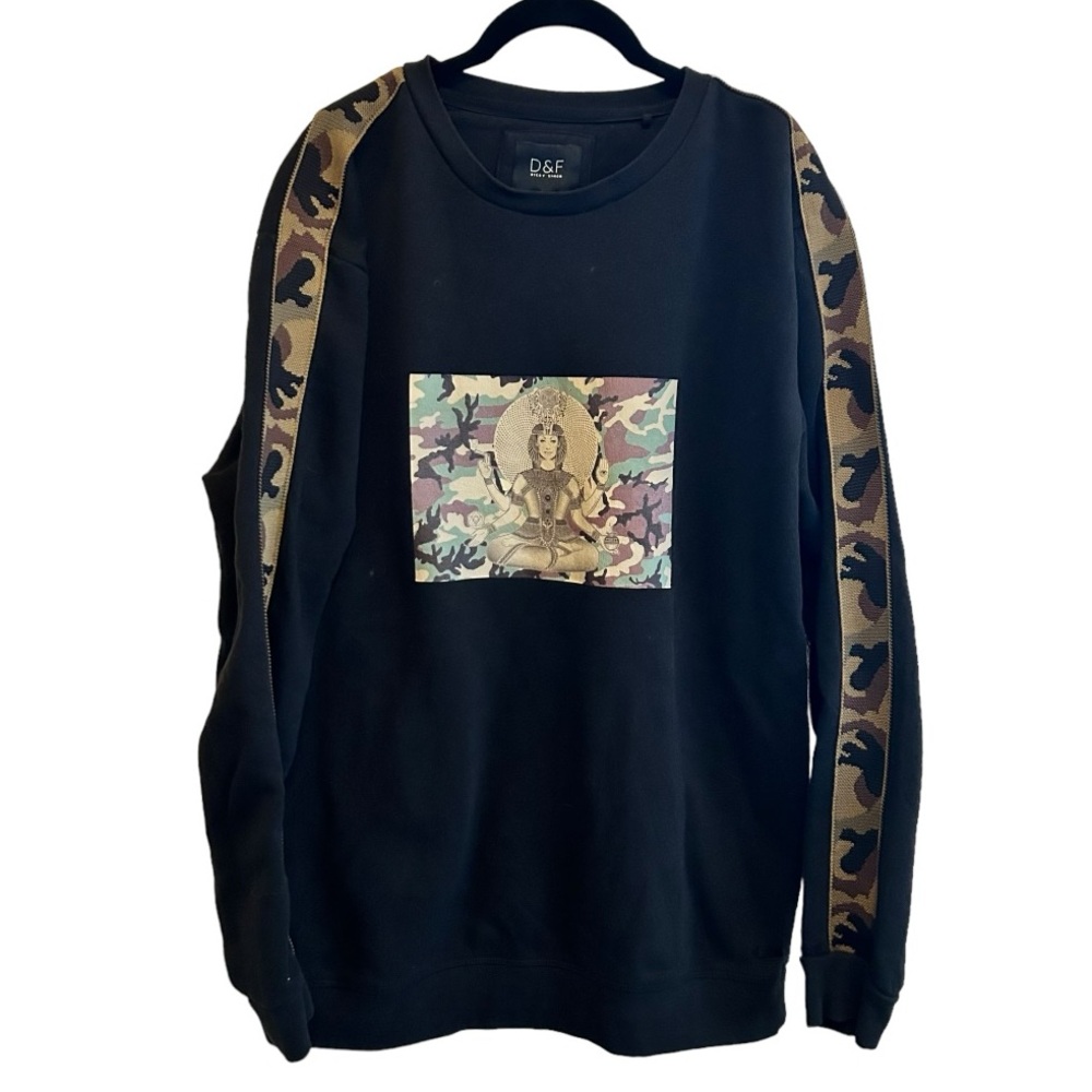 Denim and Flower by Ricky Singh Black Sweatshirt XL